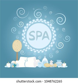 Cute cartoon vector concept for spa / massage salon / beauty salon . Background  , logo, template.