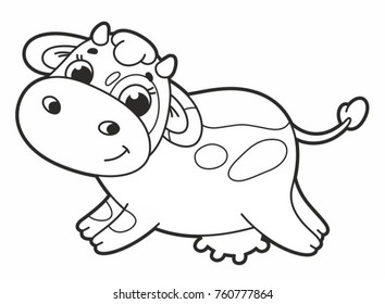 Cute cartoon vector cow. Funny calf. Vector illustration for kids.