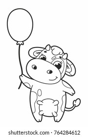 Cute cartoon vector cow. Funny calf. Vector illustration for kids.