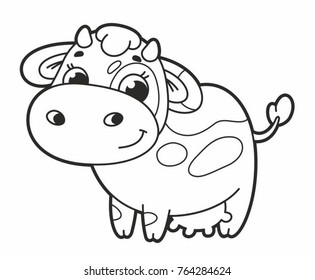 Cute cartoon vector cow. Funny calf. Vector illustration for kids.