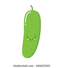 cute cartoon vector cucumber isolated on white background