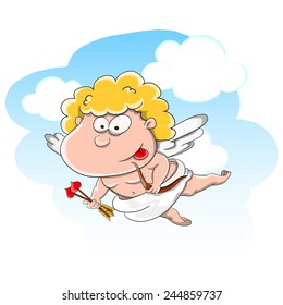 Cute cartoon vector cupid with arrows and onion