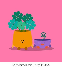 Lindo dibujo de diseño de Vector de dibujos animados sentado lado a lado.