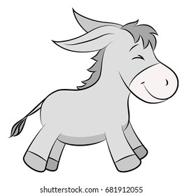 Cute cartoon vector donkey