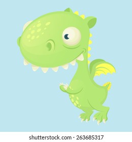 cute cartoon vector dragon with big head and small wings