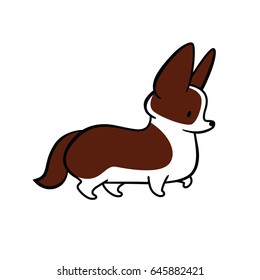 Cute cartoon vector drawing of dog head of Welsh Corgi breed