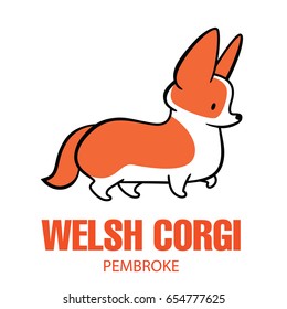 Cute cartoon vector drawing of dog head of Welsh Corgi breed