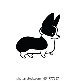 Cute cartoon vector drawing of dog head of Welsh Corgi breed