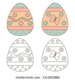 cute cartoon vector easter eggs for coloring book art