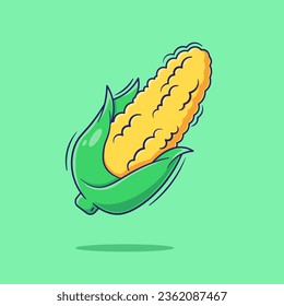 Cute cartoon vector of flat corn illustration mascot