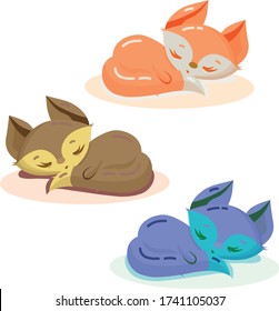 Cute cartoon vector foxes icons