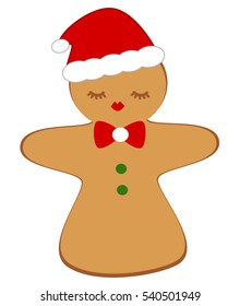 cute cartoon vector gingerbread girl cookie isolated on white background