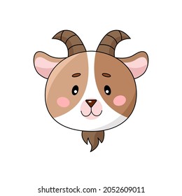 Cute cartoon vector goat isolated clipart. Farm animal illustration design