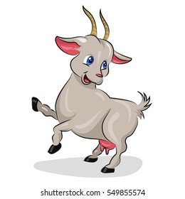 cute cartoon vector goat at the white background