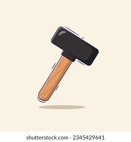 Cute cartoon vector of hammer illustration. flat design vector isolated concept. flat cartoon style.