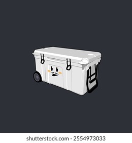 cute cartoon vector happy white ice box father