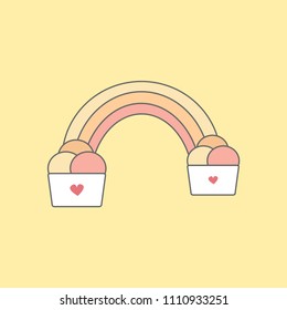 cute cartoon vector ice cream rainbow