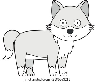 Cute Cartoon, Vektorgrafik eines arktischen Wolfs 