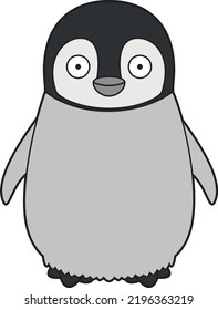 Cute cartoon vector illustration baby penguin
