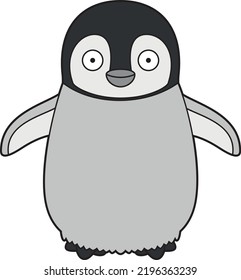 Cute cartoon vector illustration baby penguin