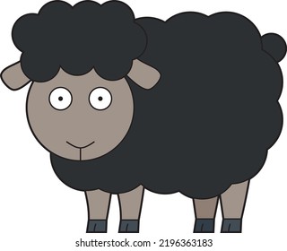 Cute cartoon vector illustration of a black sheep