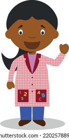 Cute Cartoon Vector Illustration Of A Black Or African American Female Teacher.