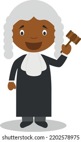 Cute cartoon vector illustration of a black or african american male judge.