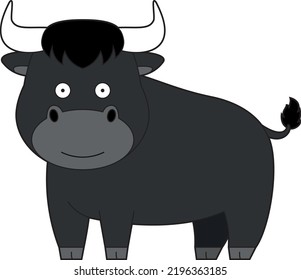 Cute cartoon vector illustration of a bull