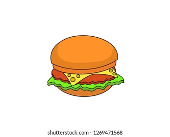 cute cartoon vector illustration of a burger