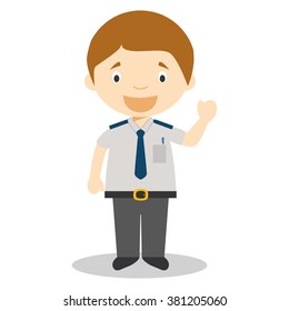 Cute Cartoon Vector Illustration Of A Bus Driver