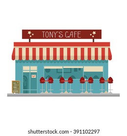 Cute cartoon vector illustration of a cafe