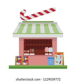 Cute cartoon vector illustration of a candy shop
