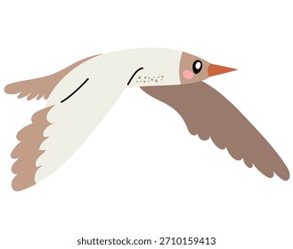Nette Cartoon-Vektorgrafik eines Kapuzinermöwenvogels, einzeln auf weißem Hintergrund. Videokunst für Aufklärung über wild lebende Tiere und Vogelbeobachtungsinhalte