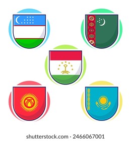 Linda Ilustración vectorial de dibujos animados de países de Asia Central colección de mascotas