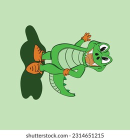 cute cartoon vector illustration character crocodile good for clothes print or coloring book
