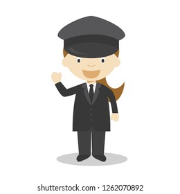 Cute cartoon vector illustration of a chauffeur. Women Professions Series