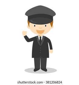 Cute cartoon vector illustration of a chauffeur