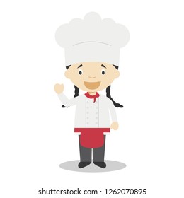 Cute cartoon vector illustration of a chef. Women Professions Series
