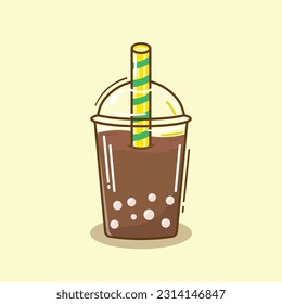 Cute cartoon vector illustration of chocolate drink with isolated layers that can easy to used.