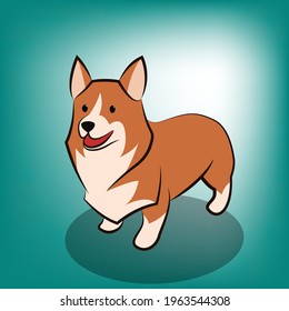 Cute Cartoon Vector Illustration of a corgi dog