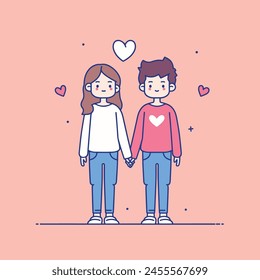 Cute cartoon vector illustration of a couple