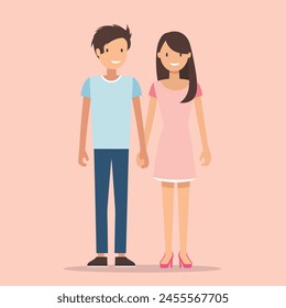 Linda Ilustración vectorial de dibujos animados de una pareja