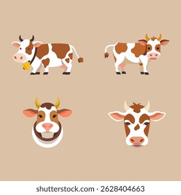 Cute cartoon vector illustration of a cow