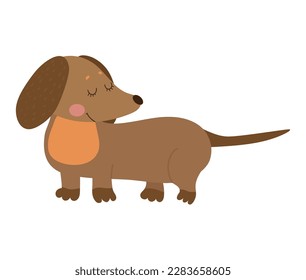 Cute cartoon Vector illustration of  dachshund.