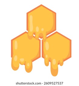 Cute cartoon vector illustration in doodle style. Funny honeycombs, hexagons.  A spring icon for a children's postcard
