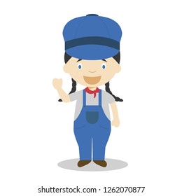 Cute cartoon vector illustration of an engine. Women Professions Series