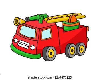 cute cartoon vector illustration of a fire truck