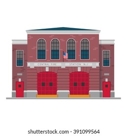 Cute Cartoon Vector Illustration Of A Fire Station