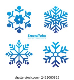 Cute cartoon vector illustration of flat snowflake collections. pack of flat snowflakes vector
