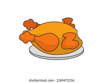 cute cartoon vector illustration of fried chicken